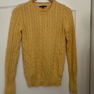 GAP WOMEN SWEATER CABLE KNIT ANGORA BLEND YELLOW CREW NECK SWEATER SMALL